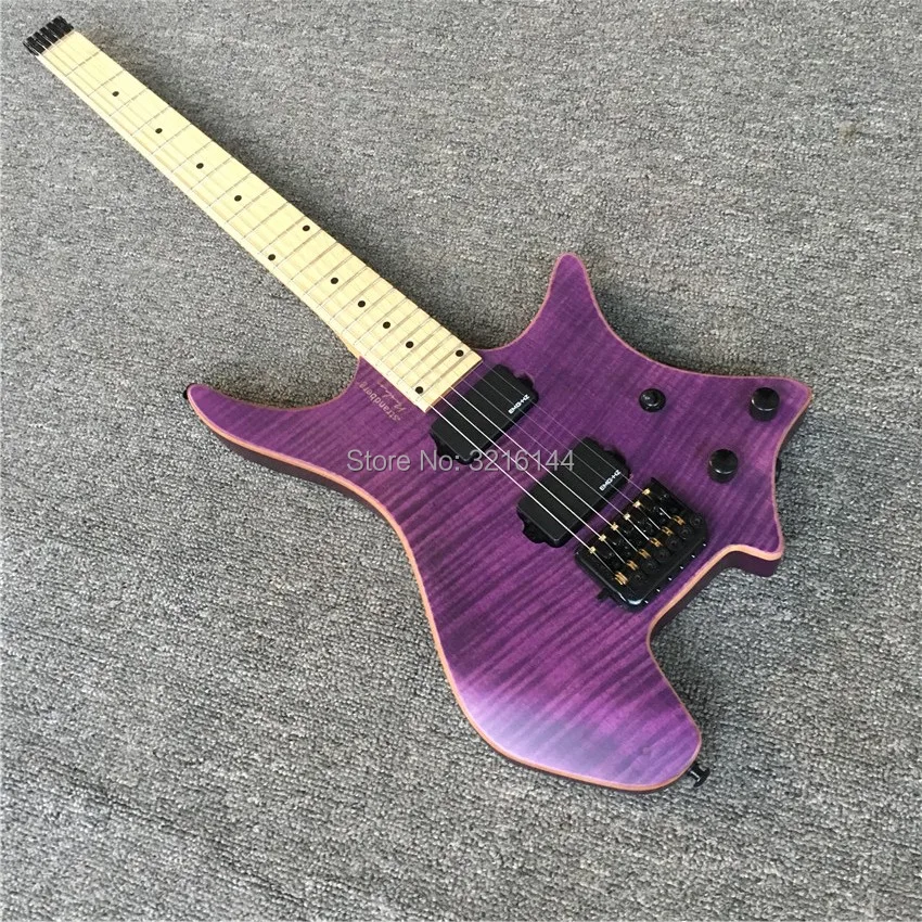 New headless guitar, purple grind arenaceous inferior smooth, maple fingerboard, black hardware, real photos 
New headless guitar, purple grind arenaceous inferior smooth, maple fingerboard, black hardware, real photos