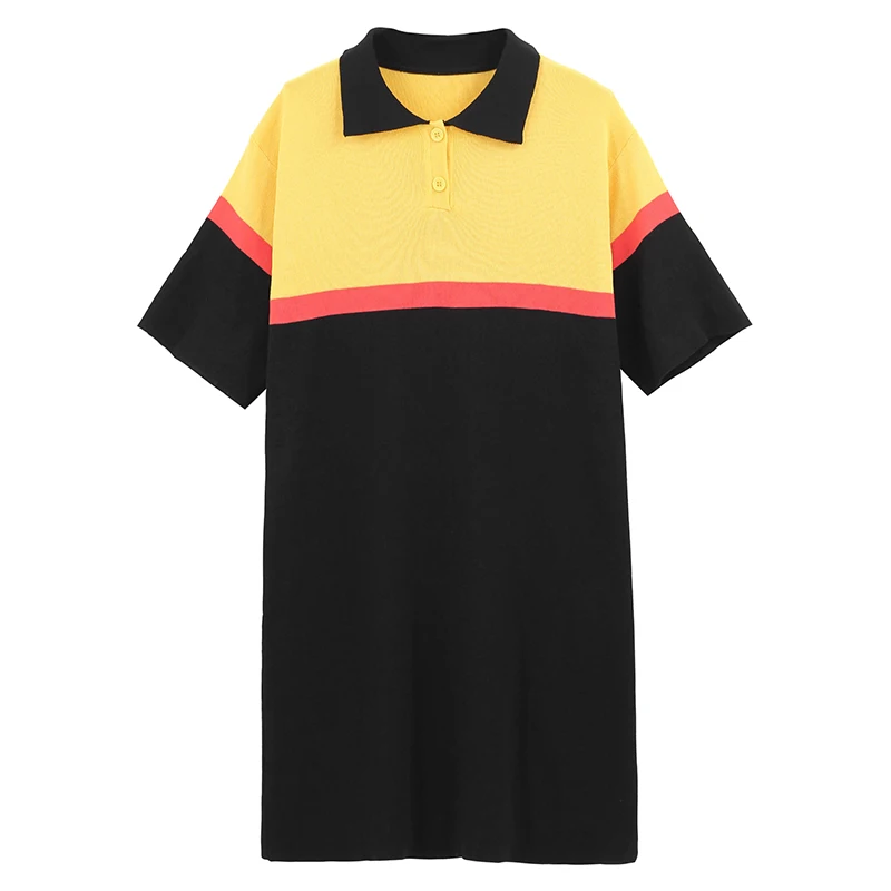 PERHAPS U Black Gray Patchwork Loose Short Sleeve Turn Down Collar Women Loose Mini Knitting Dress Summer Casual D1353
PERHAPS U Black Gray Patchwork Loose Short Sleeve Turn Down Collar Women Loose Mini Knitting Dress Summer Casual D1353