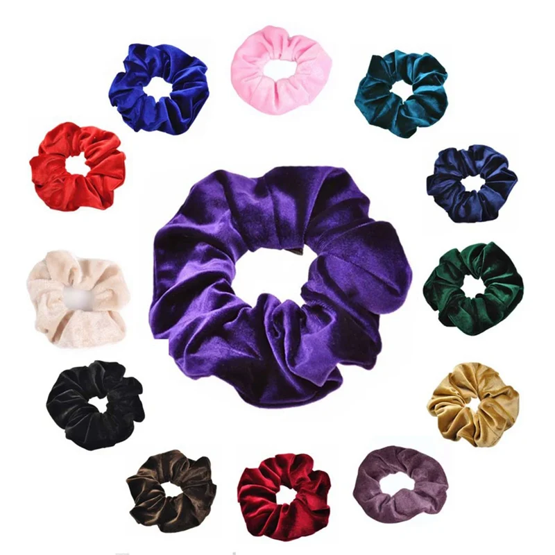 

New Solid Lady Hair Scrunchies Ring Elastic Hair Bands Pure Color Bobble Sports Dance Velvet Soft Charming Scrunchie Hairband