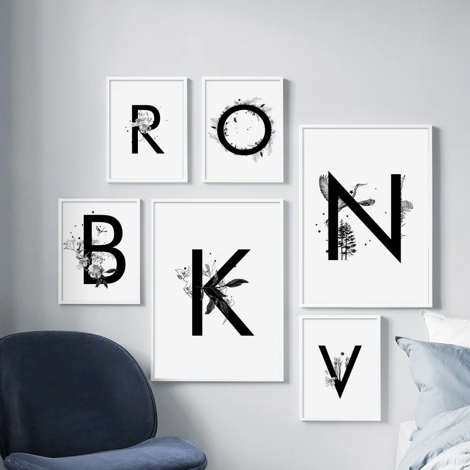 Wall Art Canvas Painting 26 English Letters Flower Abstract Nordic Posters And Prints Black White Wall Pictures For Living Room
Wall Art Canvas Painting 26 English Letters Flower Abstract Nordic Posters And Prints Black White Wall Pictures For Living Room