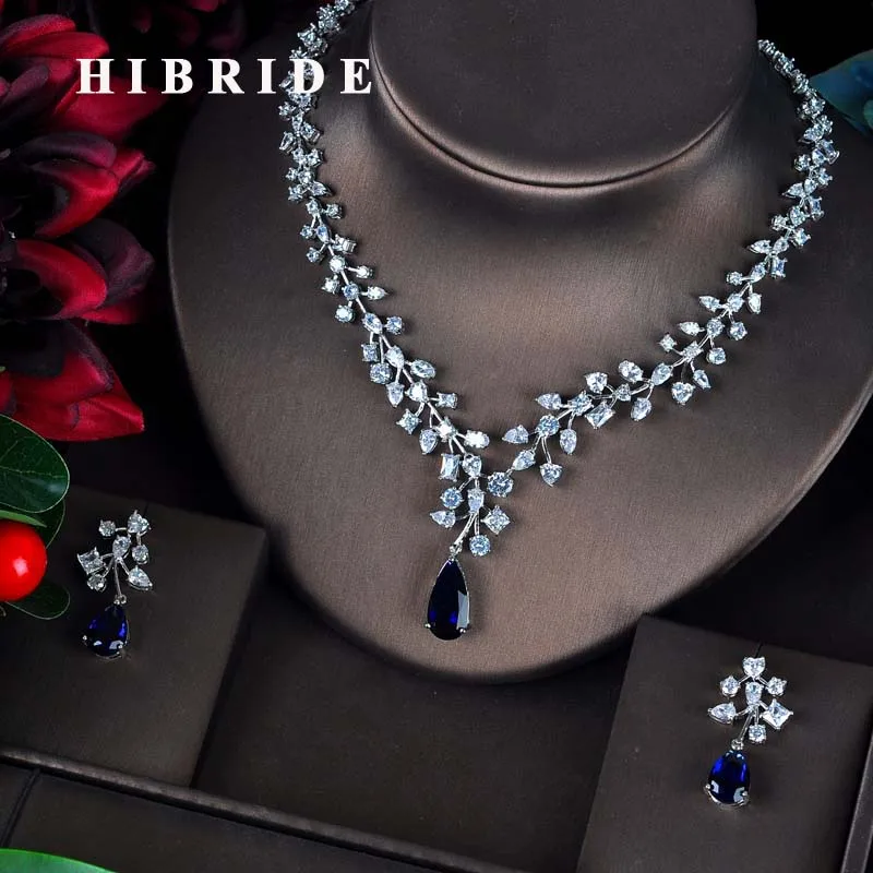 HIBRIDE Charm Blue Water Drop Dubai Jewelry Sets White Gold Color Wedding Necklace Earrings Sets Bijoux bijoux mariage N-593
HIBRIDE Charm Blue Water Drop Dubai Jewelry Sets White Gold Color Wedding Necklace Earrings Sets Bijoux bijoux mariage N-593
