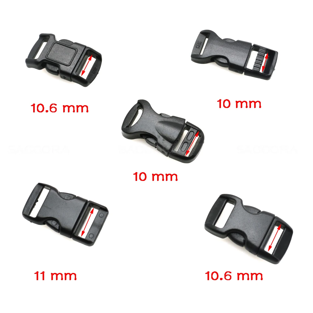 3/8"(10mm) Contoured Side Release Mini Buckles For Paracord Bracelet/Cat Collars Black 1000pcs/pack
3/8"(10mm) Contoured Side Release Mini Buckles For Paracord Bracelet/Cat Collars Black 1000pcs/pack