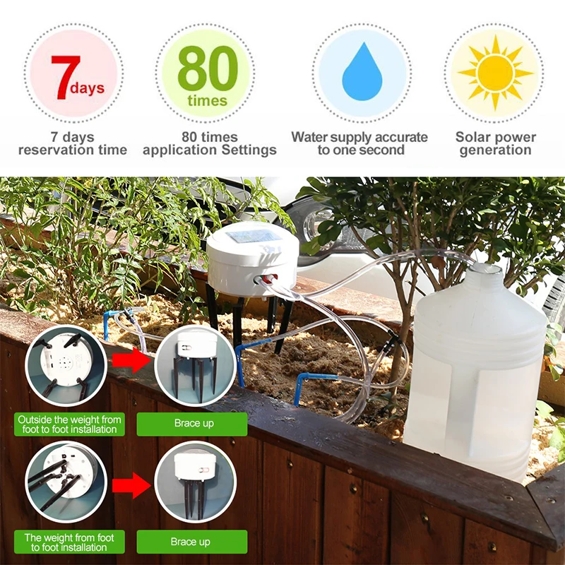 Solar power garden automatic watering device Succulents plant flower Drip irrigation watering tool water pump water timer system
Solar power garden automatic watering device Succulents plant flower Drip irrigation watering tool water pump water timer system