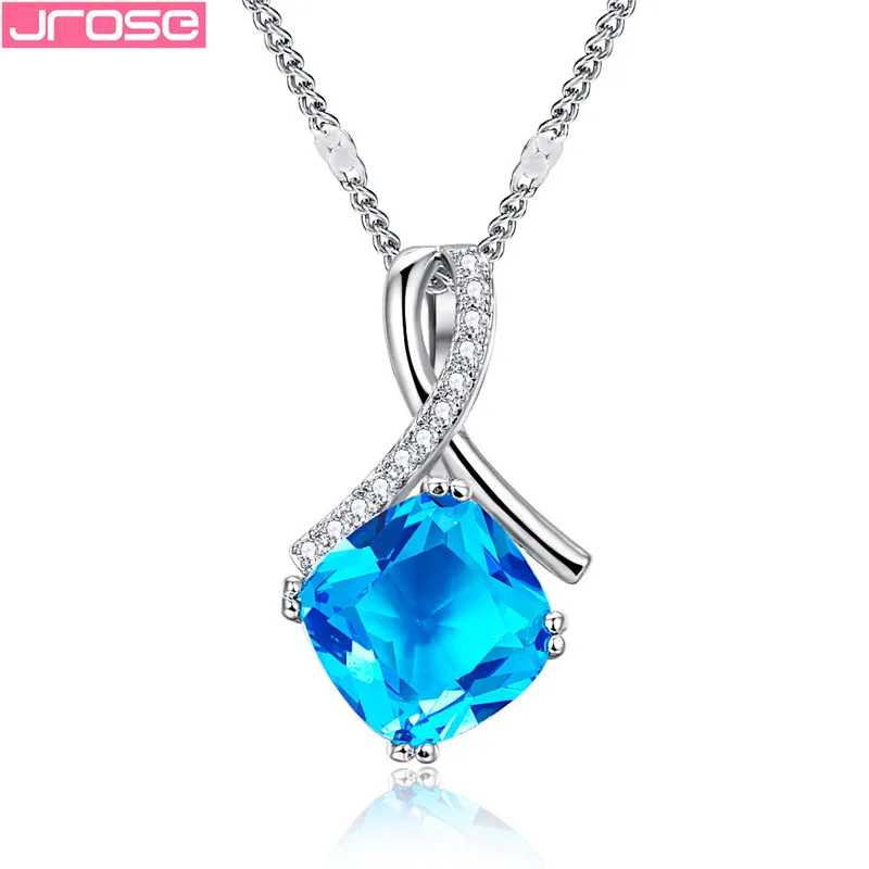 JROSE Trendy Silver Necklace For Women Wedding Jewelry 4 Claw Square Light Blue Cubic Zircon Engagement Pendant Drop Shipping
JROSE Trendy Silver Necklace For Women Wedding Jewelry 4 Claw Square Light Blue Cubic Zircon Engagement Pendant Drop Shipping