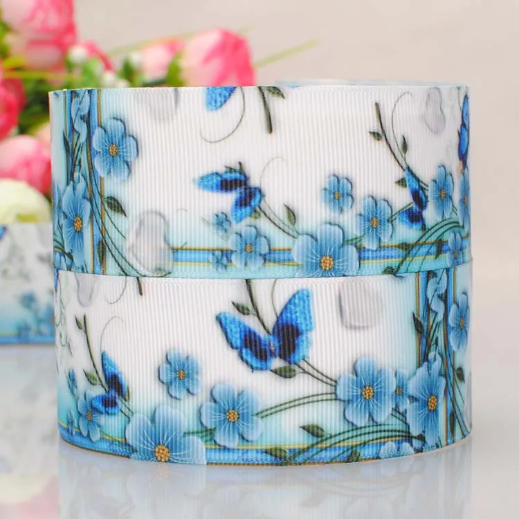 5 yard 1-1/2" (38mm)white pattern blue flowers ribbon cartoon grosgrain ribbon tape DIY handmade hairbow ribbon free shipping 
5 yard 1-1/2" (38mm)white pattern blue flowers ribbon cartoon grosgrain ribbon tape DIY handmade hairbow ribbon free shipping