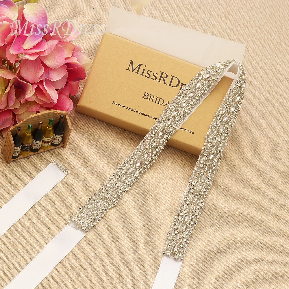 MissRDress Кристальный свадебный пояс с бусинами и стразами серебряный ювелирный для