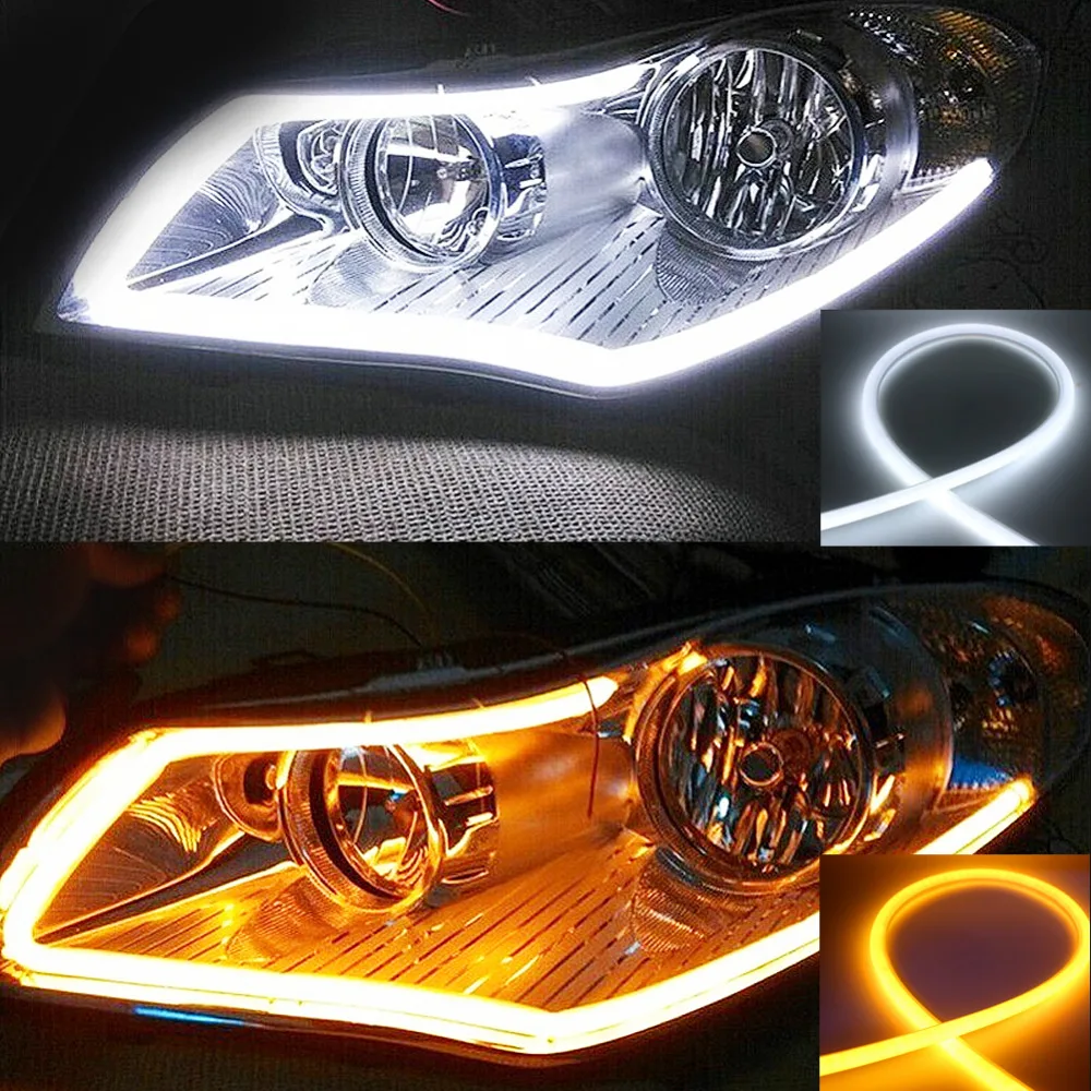 2X DRL Daytime Running Light LED Strip Waterproof 45CM 60CM Flexible Soft Tube Guide White Driving Yellow Turn Signal For Cars
2X DRL Daytime Running Light LED Strip Waterproof 45CM 60CM Flexible Soft Tube Guide White Driving Yellow Turn Signal For Cars