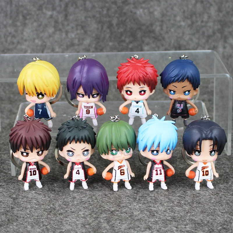 Новинка 9 шт./лот Kuroko без корзины Tetsuya брелок баскетбол ПВХ экшн фигурка телефон