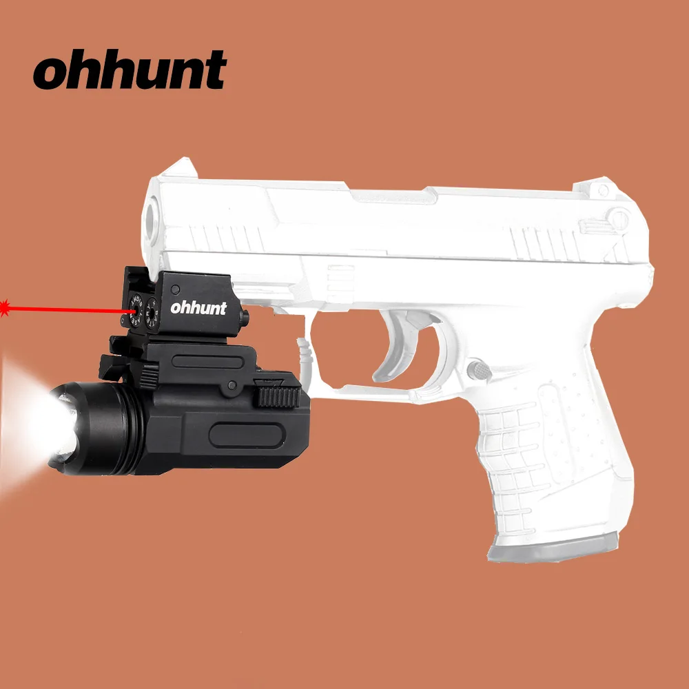 ohhunt Tactical Combo LED Flashlight and Red Laser Sight White Light 150 Lumens Quick Release 20mm Rail Mount for Hunting Pistol
ohhunt Tactical Combo LED Flashlight and Red Laser Sight White Light 150 Lumens Quick Release 20mm Rail Mount for Hunting Pistol