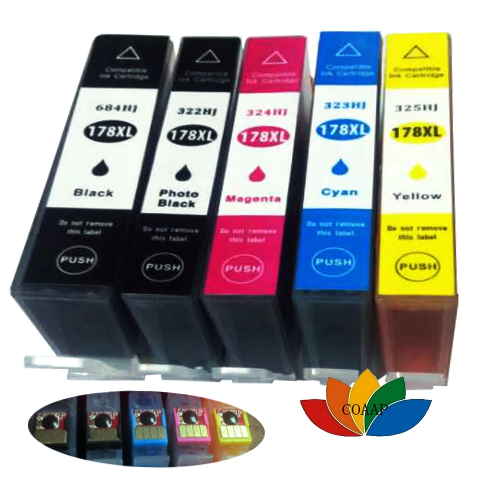 5 Compatible HP 178 XL Ink cartridge For HP Photosmart B109 B110 B210 C309 C310 C410 D5468 D5463 D5460 printer
5 Compatible HP 178 XL Ink cartridge For HP Photosmart B109 B110 B210 C309 C310 C410 D5468 D5463 D5460 printer