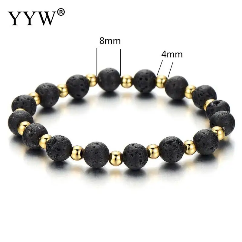 Classic Style Natural Lava Stone Bracelets for Men Unisex 8mm Beaded Bracelet 4mm Gold Color Beads Charm Bracelet Luxury Style
Classic Style Natural Lava Stone Bracelets for Men Unisex 8mm Beaded Bracelet 4mm Gold Color Beads Charm Bracelet Luxury Style