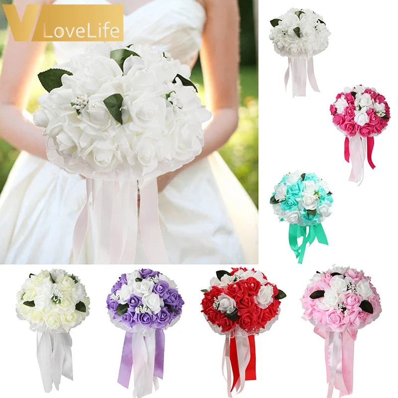 Bridal Bouquet Holding Flowers Ribbon Fuchsia/Ivory/White PE Rose Bridesmaid Wedding Foam Flowers Rose Fake Wedding Bouquet
Bridal Bouquet Holding Flowers Ribbon Fuchsia/Ivory/White PE Rose Bridesmaid Wedding Foam Flowers Rose Fake Wedding Bouquet