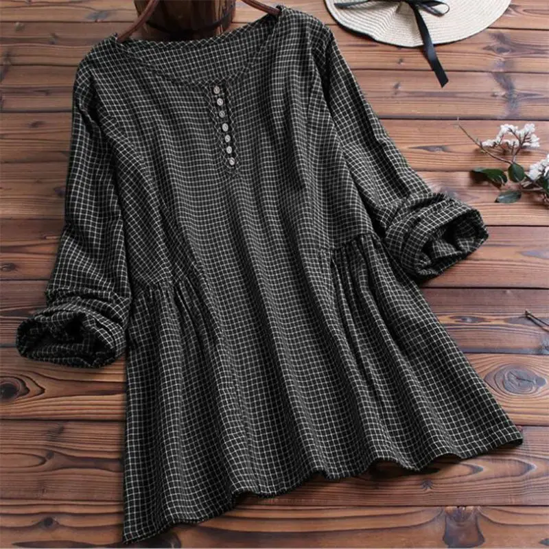 Women Plus Size Cotton Linen Buttons Check Plaid Long Sleeve Casual Blouse Shirt Loose Tops Blouse M-5XL
Women Plus Size Cotton Linen Buttons Check Plaid Long Sleeve Casual Blouse Shirt Loose Tops Blouse M-5XL