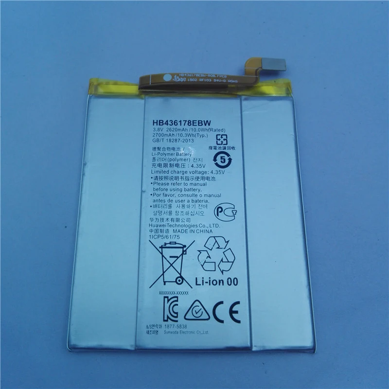 HB436178EBW Mobile Phone Replacement Li-Polymer Battery Bateria 2700mAh For HUAWEI Mate S CRR-CL00 CRR-UL00 Batterie Batterij
HB436178EBW Mobile Phone Replacement Li-Polymer Battery Bateria 2700mAh For HUAWEI Mate S CRR-CL00 CRR-UL00 Batterie Batterij
