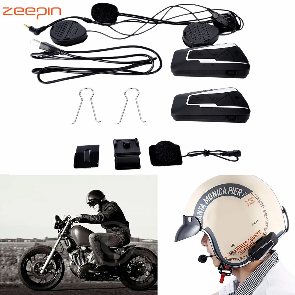 Zeepin T9S 2 шт. мотоциклетные Шлемы-гарнитуры Bluetooth домофон 1200 м Водонепроницаемый