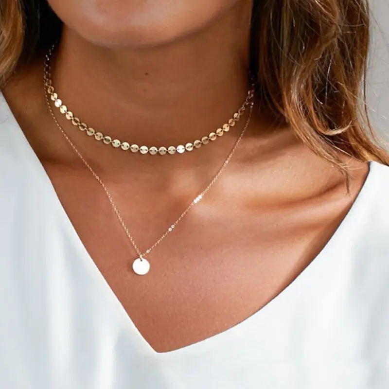 Bohemian Multilayer Chokers Chain Necklace Gold Color Coin Pendant Necklace Women Beads Round Neck Charm Collares Mujer 2019
Bohemian Multilayer Chokers Chain Necklace Gold Color Coin Pendant Necklace Women Beads Round Neck Charm Collares Mujer 2019