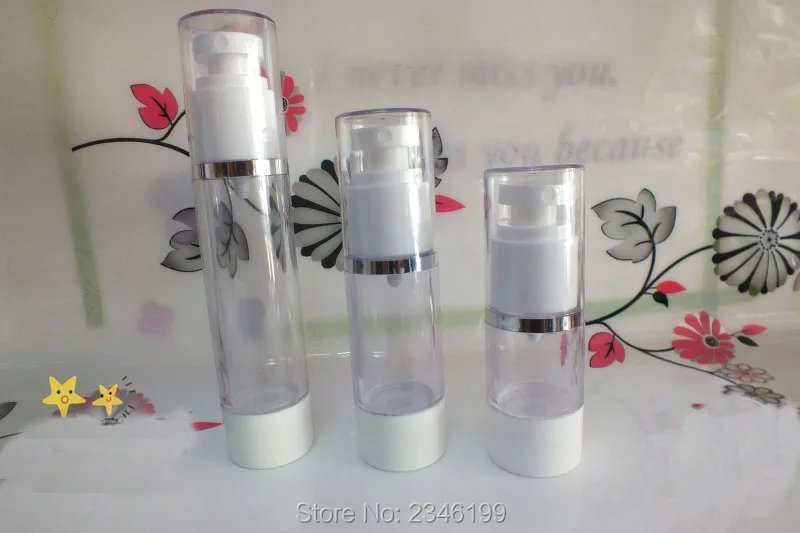15ML 30ML 50ML Transparent Airless Bottle With Flat Mouth Silver Cap, Plastic Airless Bottle Cosmetics Packaging, 20 Piece/Lots
15ML 30ML 50ML Transparent Airless Bottle With Flat Mouth Silver Cap, Plastic Airless Bottle Cosmetics Packaging, 20 Piece/Lots