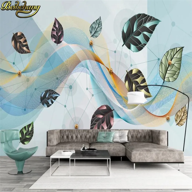 

Пользовательские 3D фото обои линии листья пейзаж современные фрески обои большой росписи для гостиной диван ТВ фон