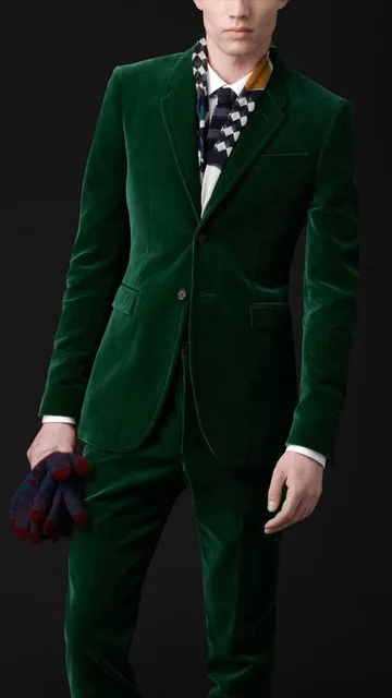 Фото Мужские костюмы темно зеленого цвета на заказ приталенный деловой блейзер из 2