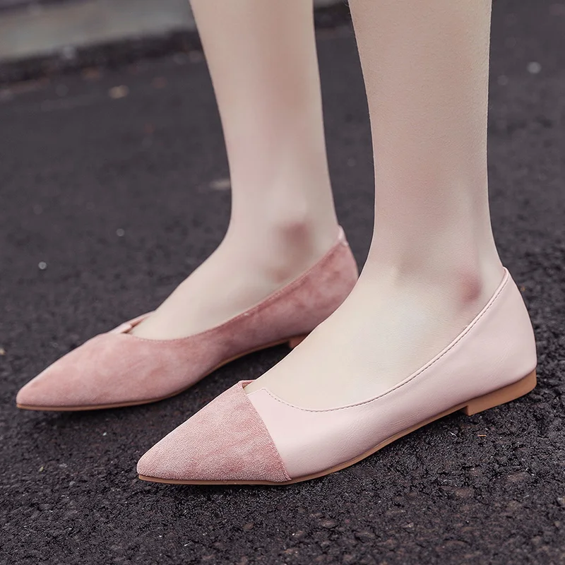 2019 spring new shallow mouth wild flat shoes fairy wind peas pointed single women's boat | Обувь