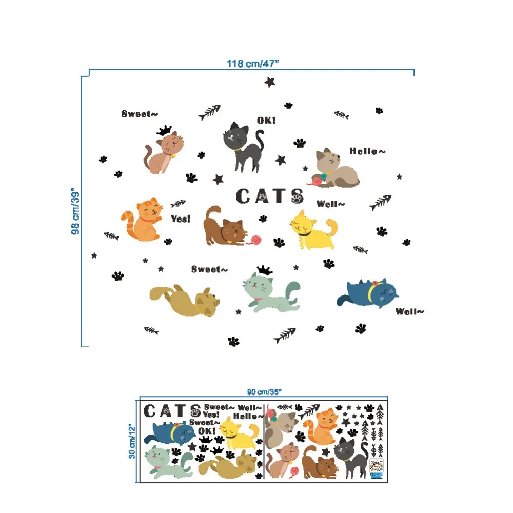 DIY 9 Sweet Cat Wall Sticker Cartoon Vinyl Decal for Kids Baby Nursery Bedroom Wall Sticker Mural Decal Home Decoration
DIY 9 Sweet Cat Wall Sticker Cartoon Vinyl Decal for Kids Baby Nursery Bedroom Wall Sticker Mural Decal Home Decoration