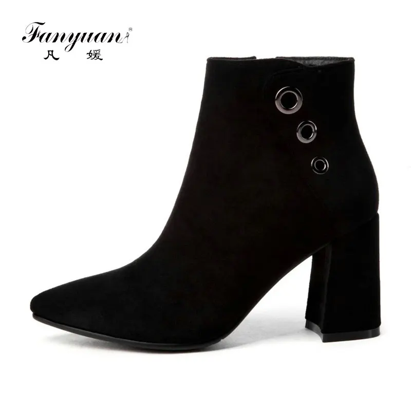 fanyuan high quality 2019 new winter boots black block high heels ladies shoes pointed toe women ankle boots big size 43
fanyuan high quality 2019 new winter boots black block high heels ladies shoes pointed toe women ankle boots big size 43