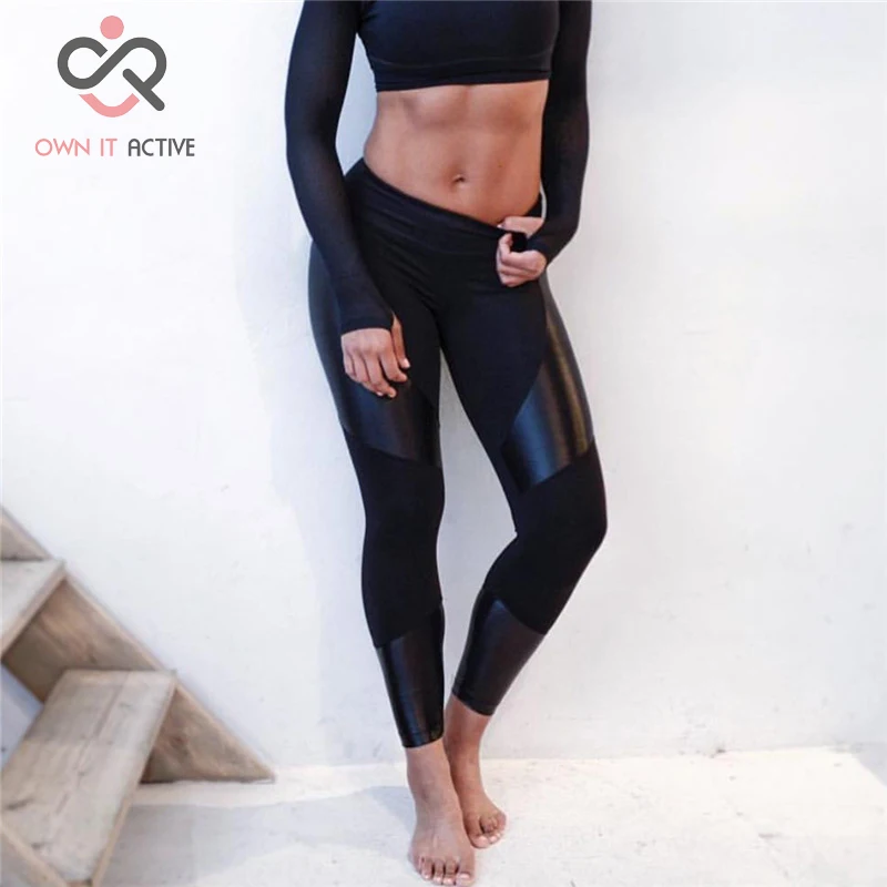 PU Leather Patchwork Compression Sports Leggings Fitness Yoga Pants Gym Clothes Running Tights Sportswear Trousers P186
PU Leather Patchwork Compression Sports Leggings Fitness Yoga Pants Gym Clothes Running Tights Sportswear Trousers P186