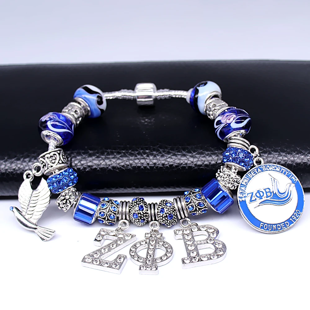 Популярный эмалированный металлический браслет ZETA PHI BETA sorority для