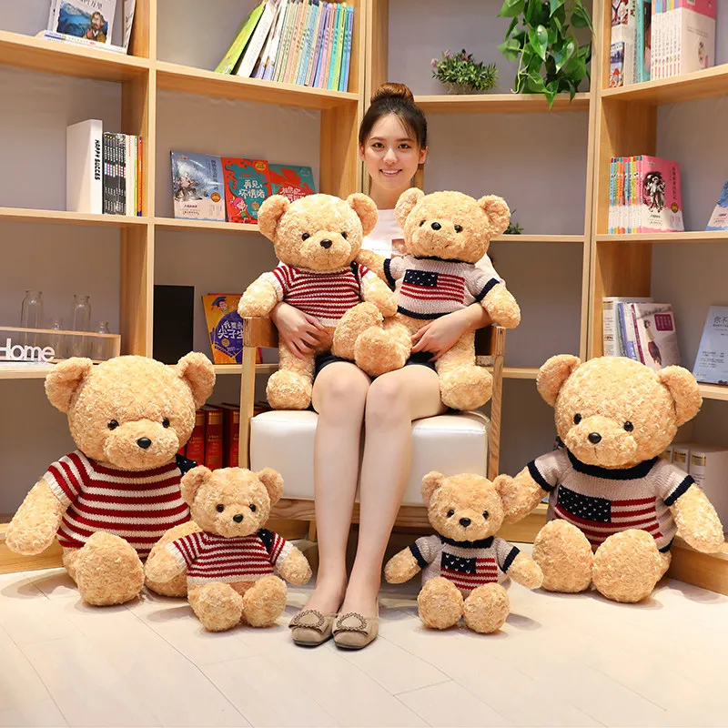 1pc 45-80cm Lovely Teddy Bear with American Sweater Stuffed Animal Plush Toys for Children Kids Lovely Doll Classic Xtmas Gift
1pc 45-80cm Lovely Teddy Bear with American Sweater Stuffed Animal Plush Toys for Children Kids Lovely Doll Classic Xtmas Gift