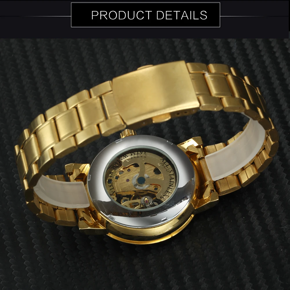 Часы наручные WINNER Мужские механические брендовые роскошные золотистые