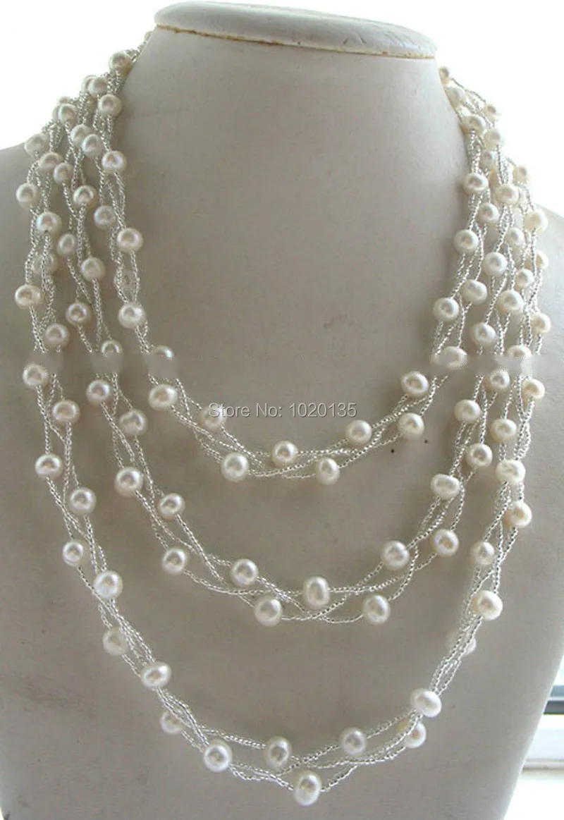 3rows freshwater pearl white round necklace 6-7mm 60" nature long wholesale bead gift hoe cheaper FPPJ
3rows freshwater pearl white round necklace 6-7mm 60" nature long wholesale bead gift hoe cheaper FPPJ