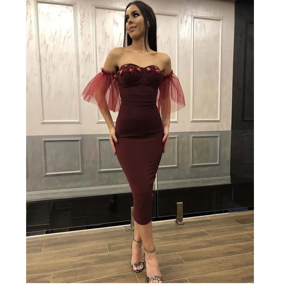 Simple but Elegant Off the Shoulder Sweetheart Beaded Sequins Half Sleeve Tea Length Cheap Prom Dresses 2019
Simple but Elegant Off the Shoulder Sweetheart Beaded Sequins Half Sleeve Tea Length Cheap Prom Dresses 2019