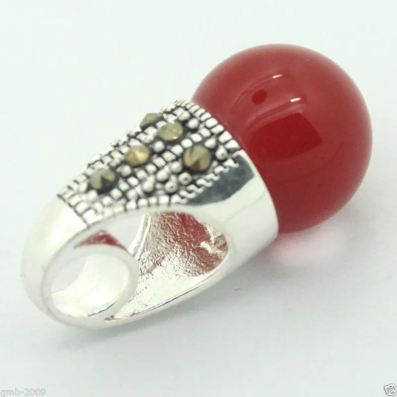 12MM Natural Round Red Natural Stone Marcasite 925 Sterling Silver Necklace Pendant
12MM Natural Round Red Natural Stone Marcasite 925 Sterling Silver Necklace Pendant