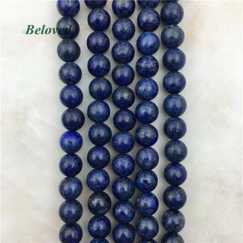 

15.5" Wholesale Round Smooth Lapis Lazuli Loose Beads, Natural Blue Lazurite Gems Stone Beads For Jewelry Making, BG18130