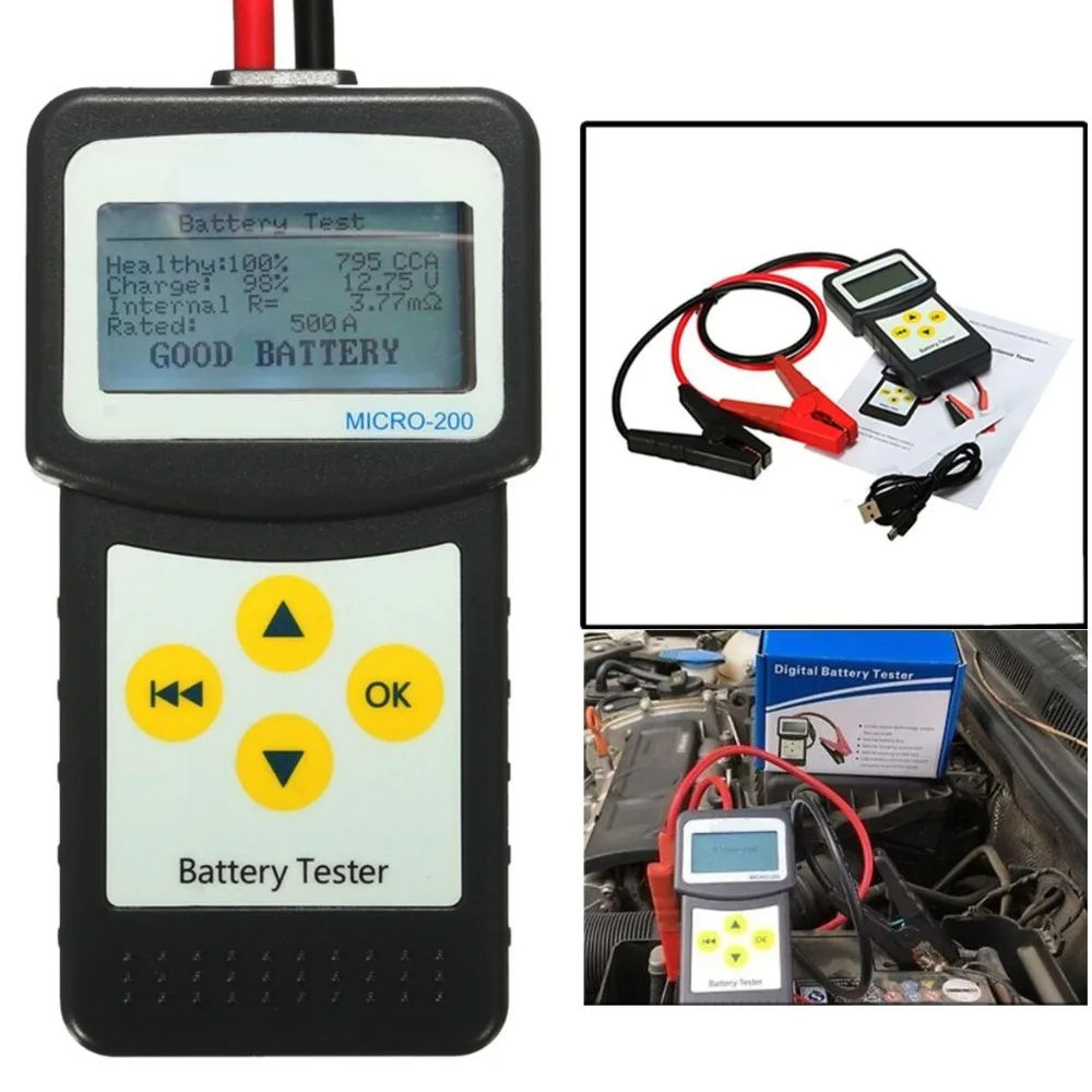 12V Automotive Vehicle Car Battery Tester MICRO-200 2 Clips USB Cable Car LCD Digital Battery Analyzer Auto Diagnostic Tool
12V Automotive Vehicle Car Battery Tester MICRO-200 2 Clips USB Cable Car LCD Digital Battery Analyzer Auto Diagnostic Tool