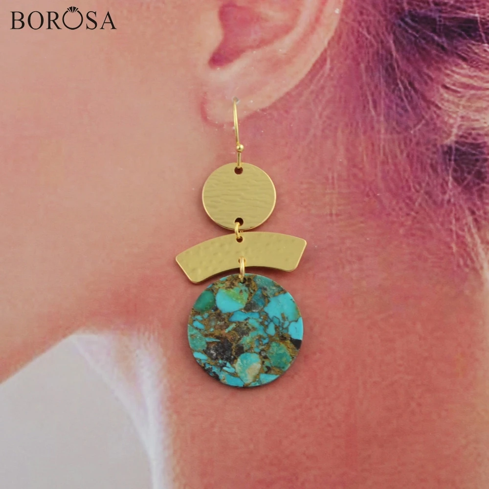 BOROSA Turquoises Earring Jewelry 5/10Pairs High Quality Round Gold Plated Natural Turquoises Dangle Earrings Summer Gems G1798
BOROSA Turquoises Earring Jewelry 5/10Pairs High Quality Round Gold Plated Natural Turquoises Dangle Earrings Summer Gems G1798