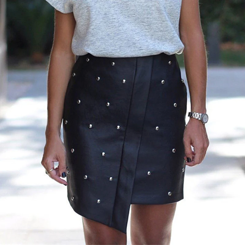Black PU Leather Rivet Skirts 2018 Spring Winter Womens Asymmetrical Pencil Skirts Vintage Bodycon Mini Skirt WS6025V
Black PU Leather Rivet Skirts 2018 Spring Winter Womens Asymmetrical Pencil Skirts Vintage Bodycon Mini Skirt WS6025V