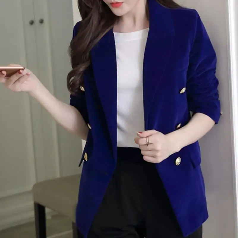 Блейзер Женский тонкий с длинным рукавом золотистого цвета|small suit jacket|velvet blazer