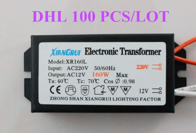 DHL 100pcs/lot Popular products 160W Electronic Transformer 220V-12V LED Halogen Light Bulb Lamp Power Driver Supply Inexpensive
DHL 100pcs/lot Popular products 160W Electronic Transformer 220V-12V LED Halogen Light Bulb Lamp Power Driver Supply Inexpensive