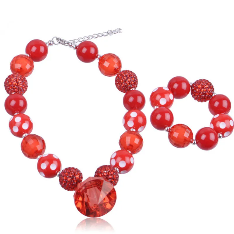 5PCS Girls Chunky Bubblegum Beads Red Crystal Pendant Necklace Jewelry Set Kids Fashion Bubble Beaded Necklace Bracelet For Kids
5PCS Girls Chunky Bubblegum Beads Red Crystal Pendant Necklace Jewelry Set Kids Fashion Bubble Beaded Necklace Bracelet For Kids