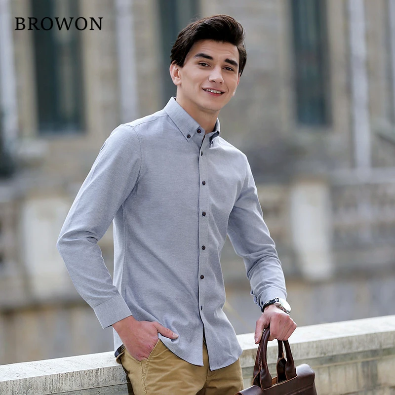Browon New Brand Men Oxford Shirt Long Sleeve Business Casual Shirt Men Turn-down Neck 7 Color Shirt High Quality
Browon New Brand Men Oxford Shirt Long Sleeve Business Casual Shirt Men Turn-down Neck 7 Color Shirt High Quality