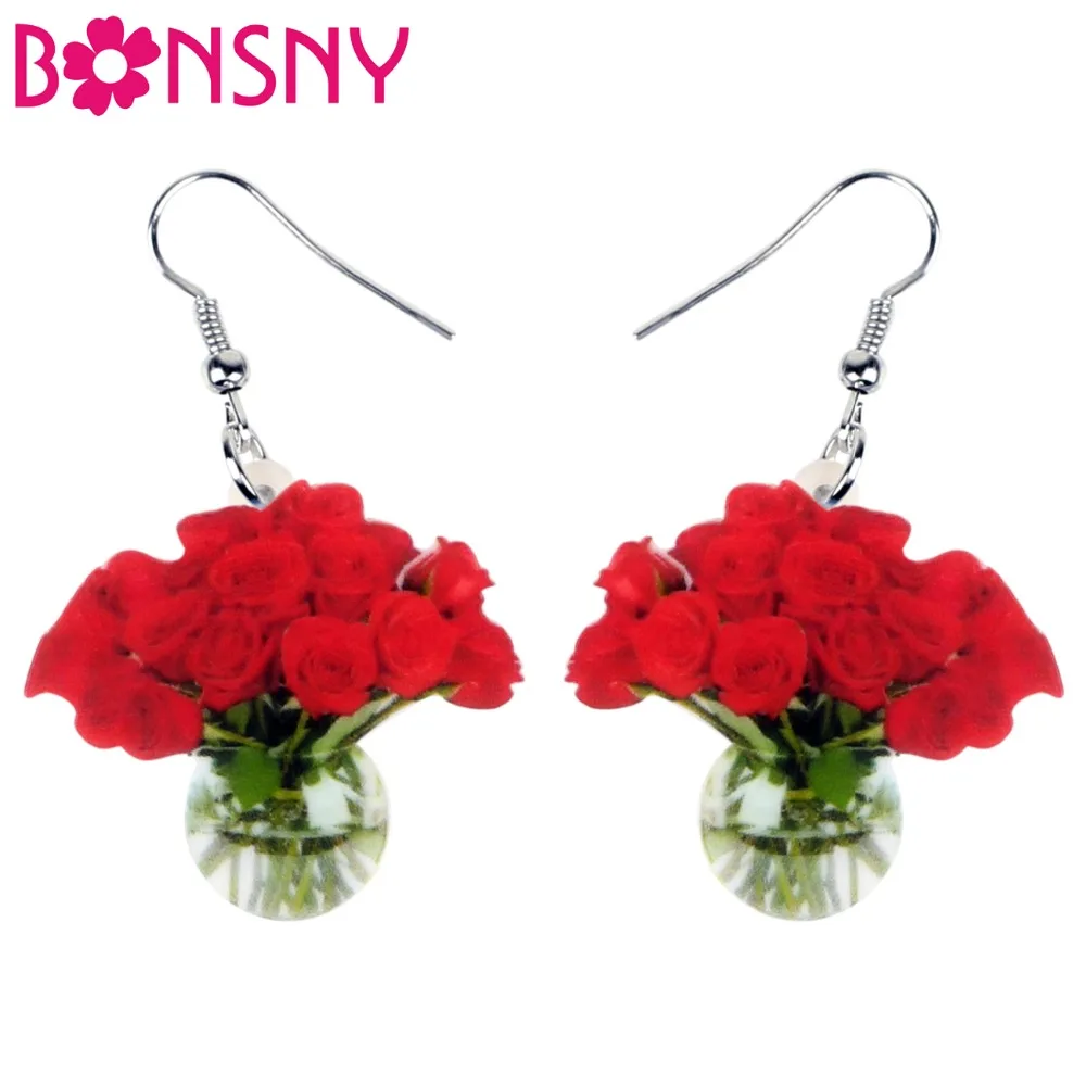 Bonsny Statement Acrylic Lovely Red Rose Vase Earrings Drop Dangle Novelty Flower Jewelry For Women Girls Teens Summer Charms
Bonsny Statement Acrylic Lovely Red Rose Vase Earrings Drop Dangle Novelty Flower Jewelry For Women Girls Teens Summer Charms