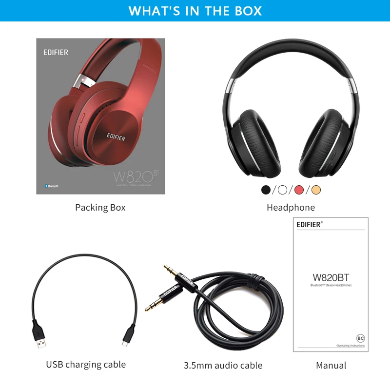 EDIFIER W820BT Wireless Bluetooth Stereo Headphones Bluetooth V4.1 with CSR technology Adjustable Headband earphones
EDIFIER W820BT Wireless Bluetooth Stereo Headphones Bluetooth V4.1 with CSR technology Adjustable Headband earphones