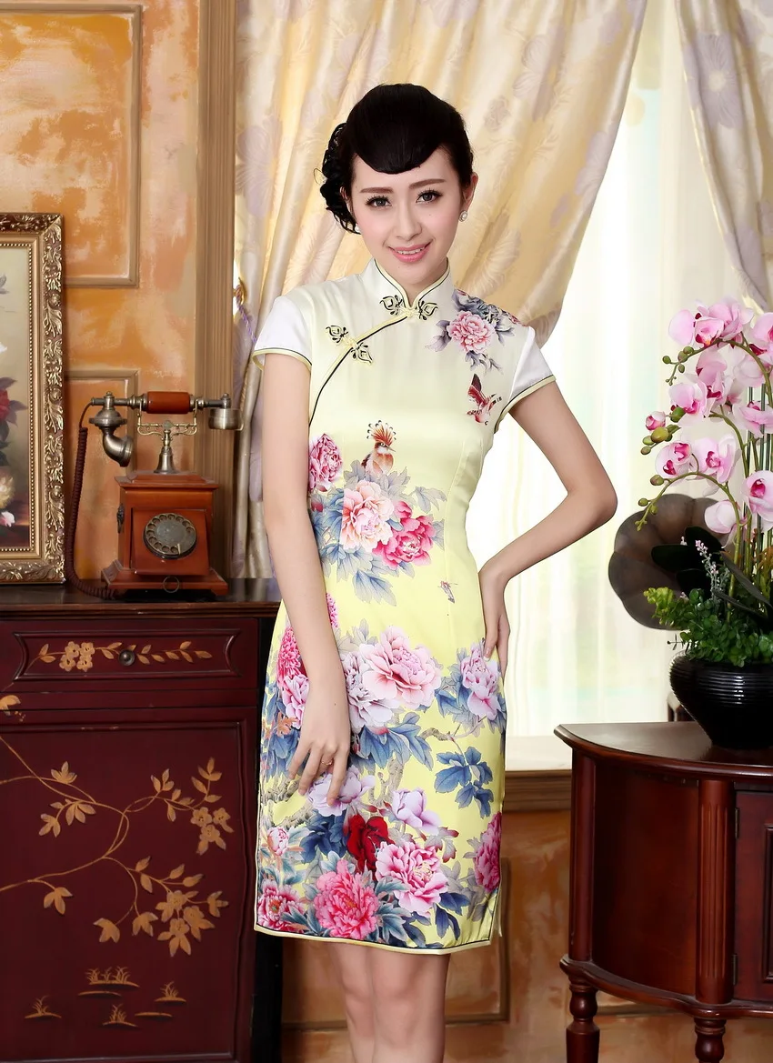 Shanghai story Top-grade cheongsam faux Silk chinese traditional dress peony print cheongsam dress
Shanghai story Top-grade cheongsam faux Silk chinese traditional dress peony print cheongsam dress