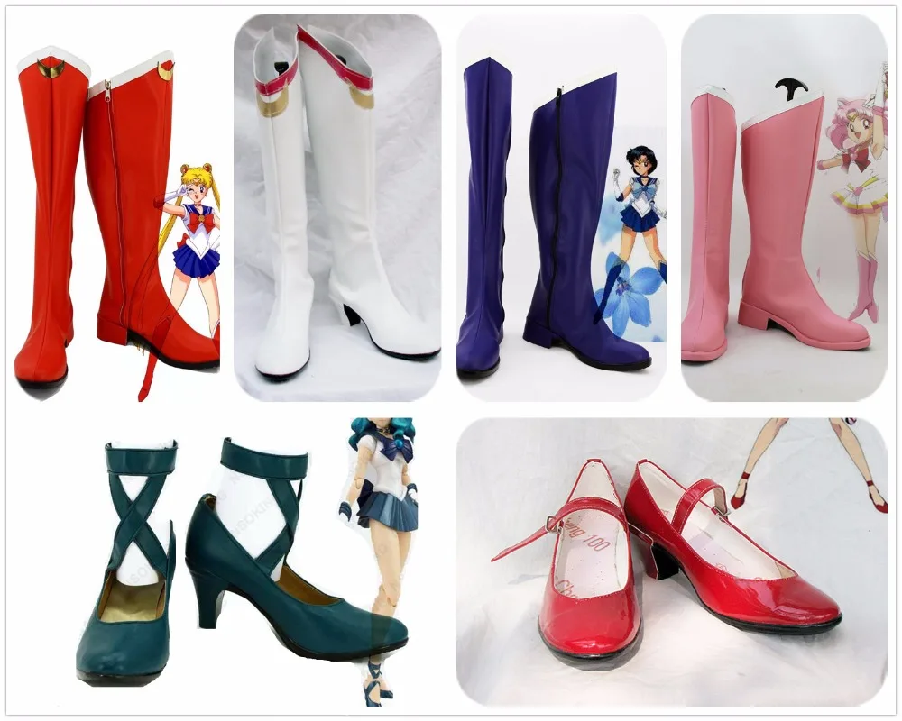 Обувь для косплея Sailor Moon Usagi Tsukino Mercury Mizuno Ami Mars Hino Rei Chibimoon Chibiusa Neptune Kaiou Michiru обувь