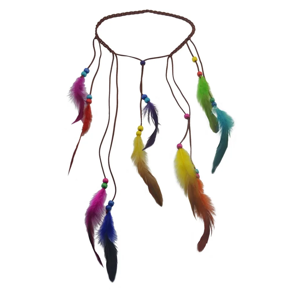 Hippie Indian Feather Hairband Bohemian Color Feather Leather String Wooden Bead Elastic Hair Cord Ethnic Party Jewelry Gift
Hippie Indian Feather Hairband Bohemian Color Feather Leather String Wooden Bead Elastic Hair Cord Ethnic Party Jewelry Gift