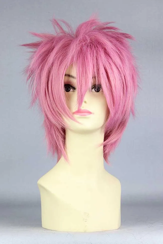 Женский/мужской короткий парик MCOSER розовый синтетический волос длиной 32 см + FW