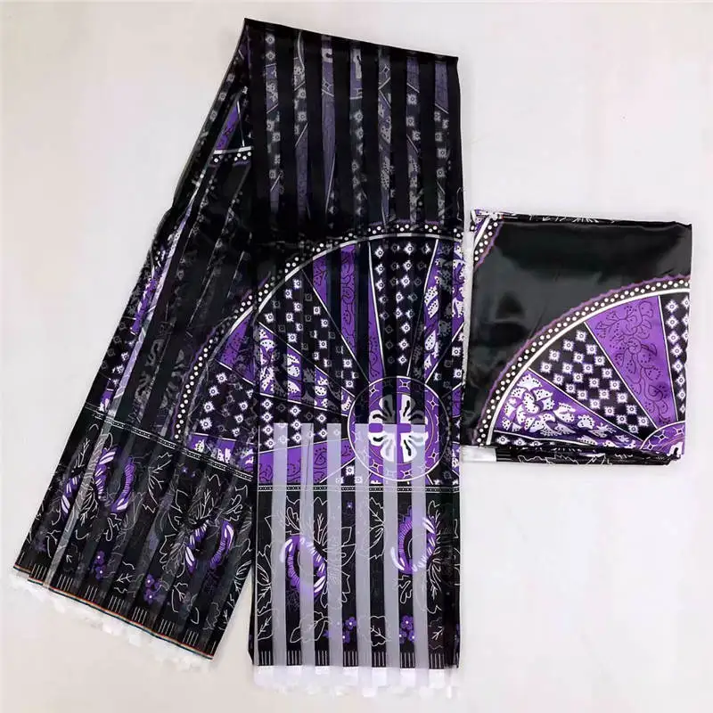 Горячая Распродажа атласная шелковая ткань в ганском стиле с лентой из органзы