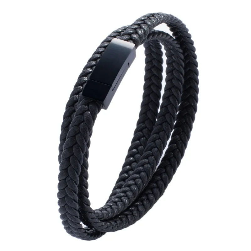 Fashion Bracelet Men Multilayer Leather Bangles Magnetic Clasp Braided Multi Layer Wrap Trendy Armband pulsera hombre | Украшения и