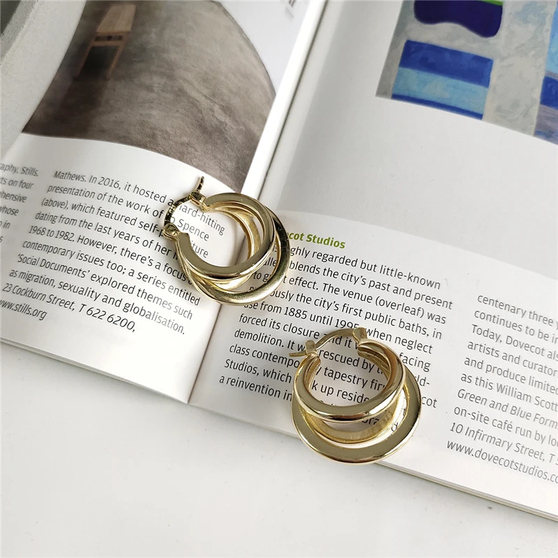 925 Sterling Silver Three Layer Circle Earrings Women Gold Creative Temperament Texture Elegant Female Earring Fine Jewelry
925 Sterling Silver Three Layer Circle Earrings Women Gold Creative Temperament Texture Elegant Female Earring Fine Jewelry